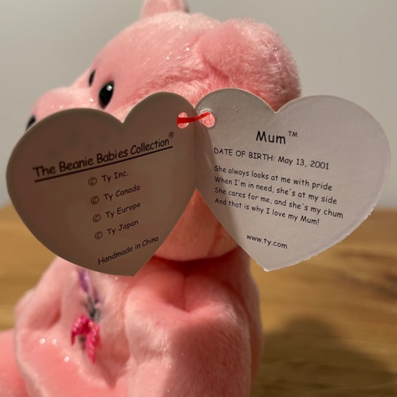 Ty Beanie Babies Mum Classic Bear Pink Flowers 2001 – New Tag Protector VINTAGE - Picture 3 of 9